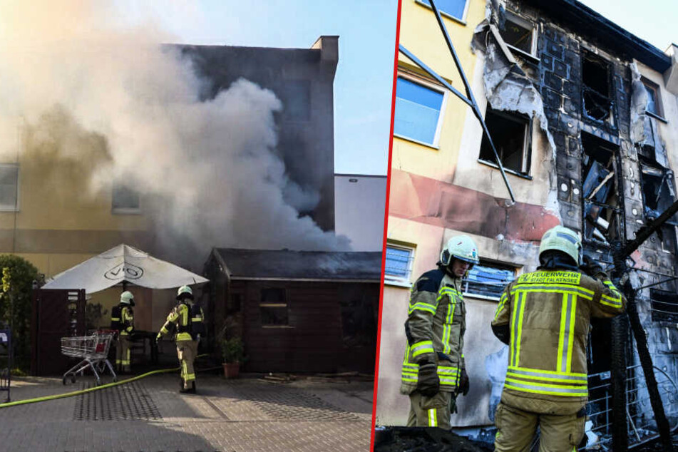 Das Haus brannte total aus. Der Schaden beläuft sich auf über 100.000 Euro, wie die Feuerwehr mitteilt. (Bildmontage)