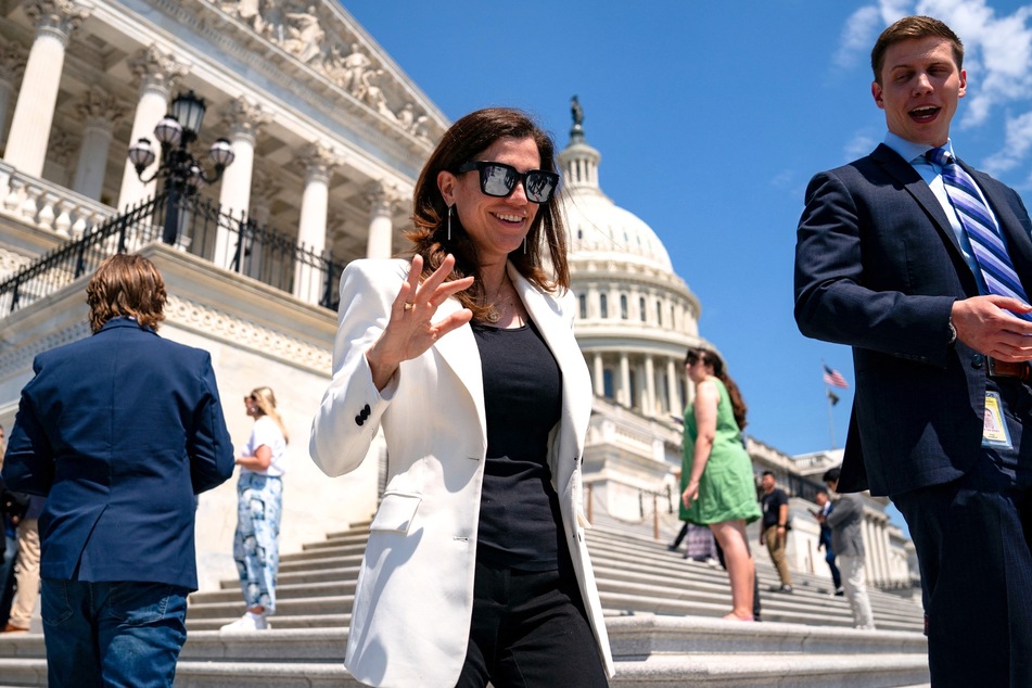 South Carolina Congresswoman Nancy Mace walking down the steps of the House of Representatives at the US Capitol on June 14, 2024.