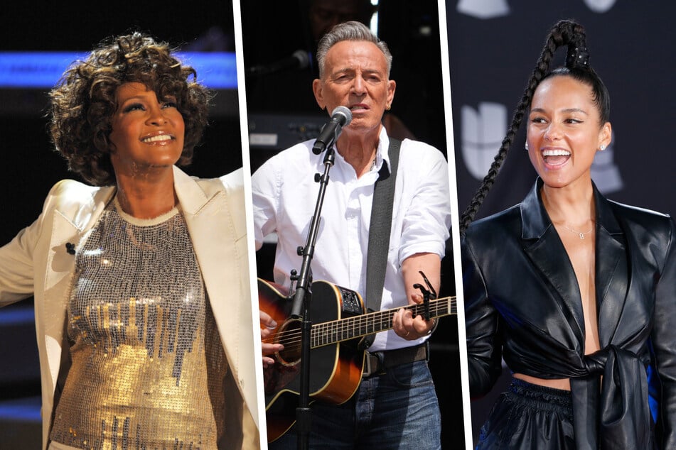 Davis förderte Weltstars wie Whitney Houston (†48, v.l.n.r.), Bruce Springsteen (76) und Alicia Keys (45).
