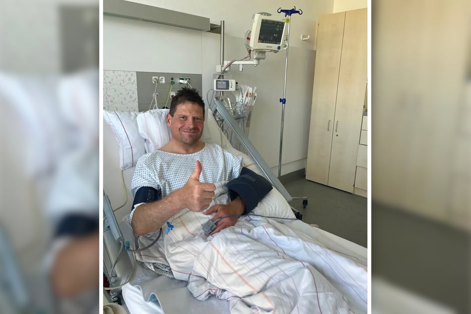 Daumen hoch im Krankenhaus: Jan Ullrich (51) will schnell wieder fit sein.
