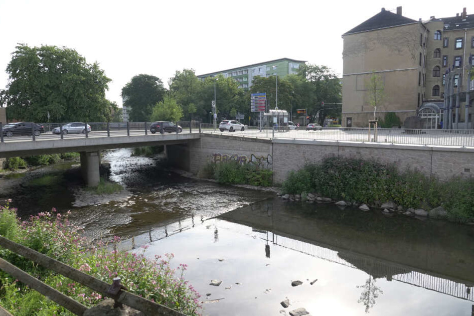 An der Fabrikstraße stürzte die Frau in die Chemnitz.