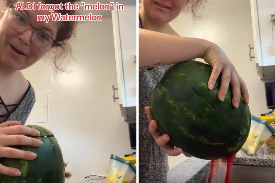 Frau kauft große Wassermelone: Als sie die Melone anschneidet, trifft sie der Schlag