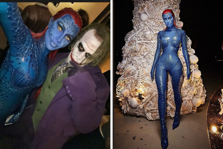 Kim Kardashian dressed at Mystique on Saturday of Halloween weekend, and took a selfie with Diddy (l.) as the Joker.