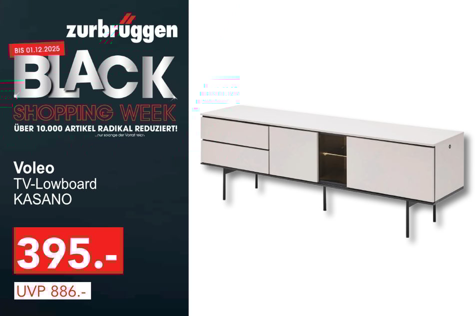 Das TV-Lowboard KASANO
für 395 statt 886 Euro.
