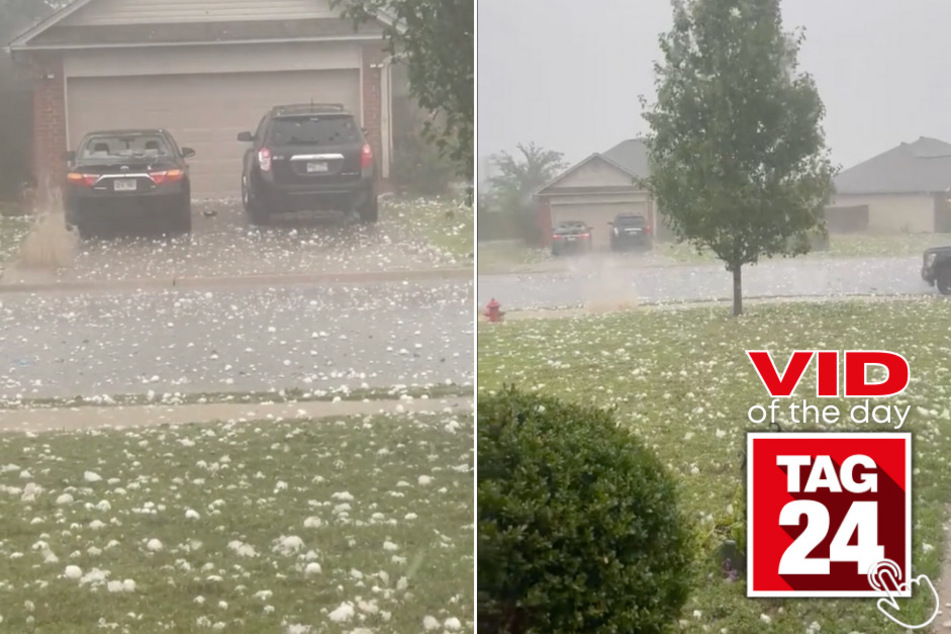 Today's Viral Video of the Day captures an incredible bombardment of hail in a suburban neighborhood!