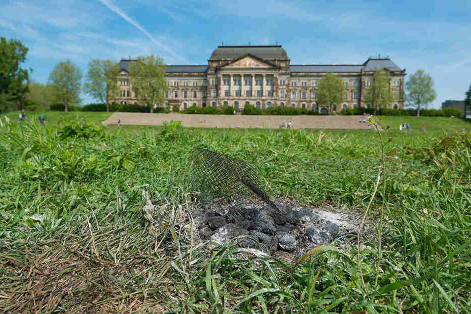 Auch auf der Wiese unweit des Finanzministeriums wird gegrillt. Und anschließend nichts weggeräumt.