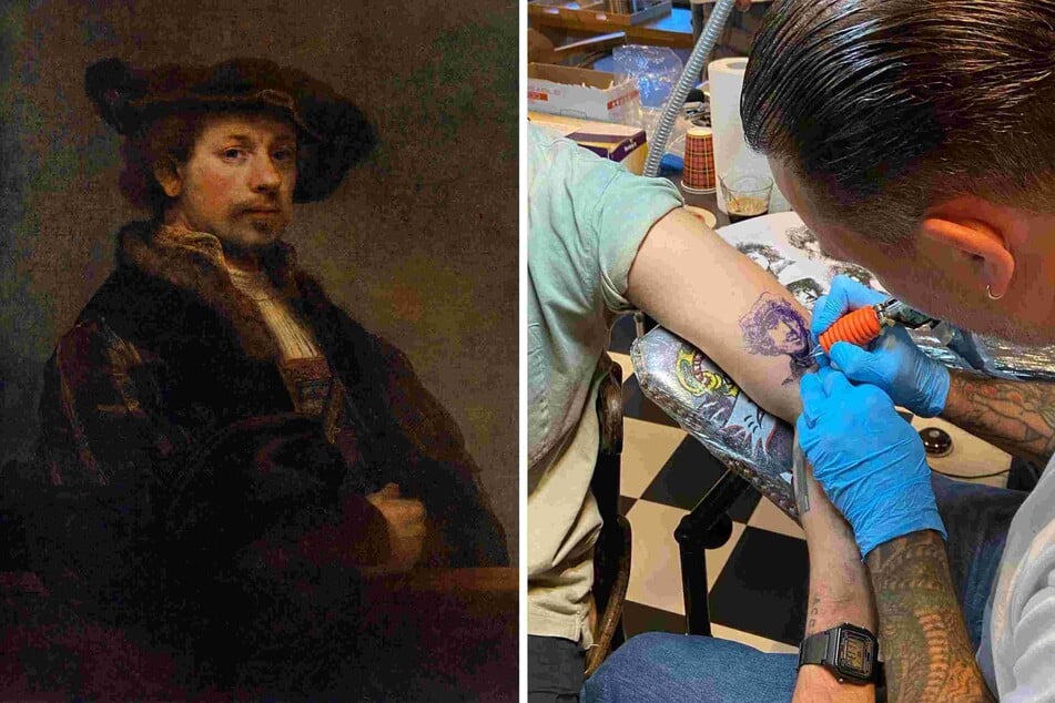 Now, fans can get a tattoo of a work from the famous Dutch artist Rembrandt (seen in a self-portrait, l.) in the Poor Man's Rembrandt Project.
