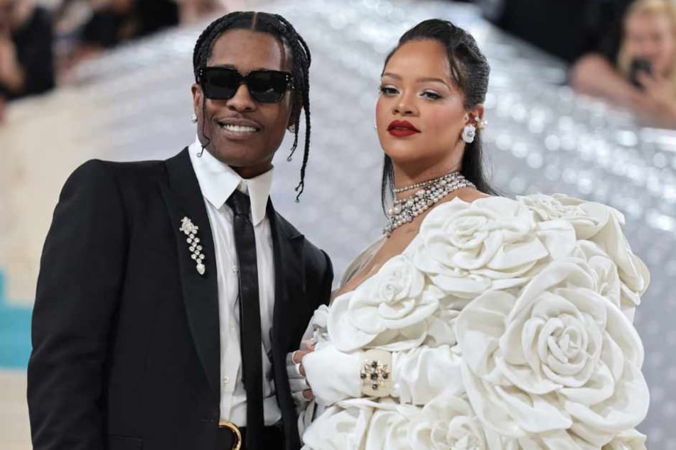 Rihanna (r.) and A$AP Rocky (l.) attend The 2023 Met Gala Celebrating Karl Lagerfeld: A Line Of Beauty at The Metropolitan Museum of Art on May 01, 2023 in New York City.