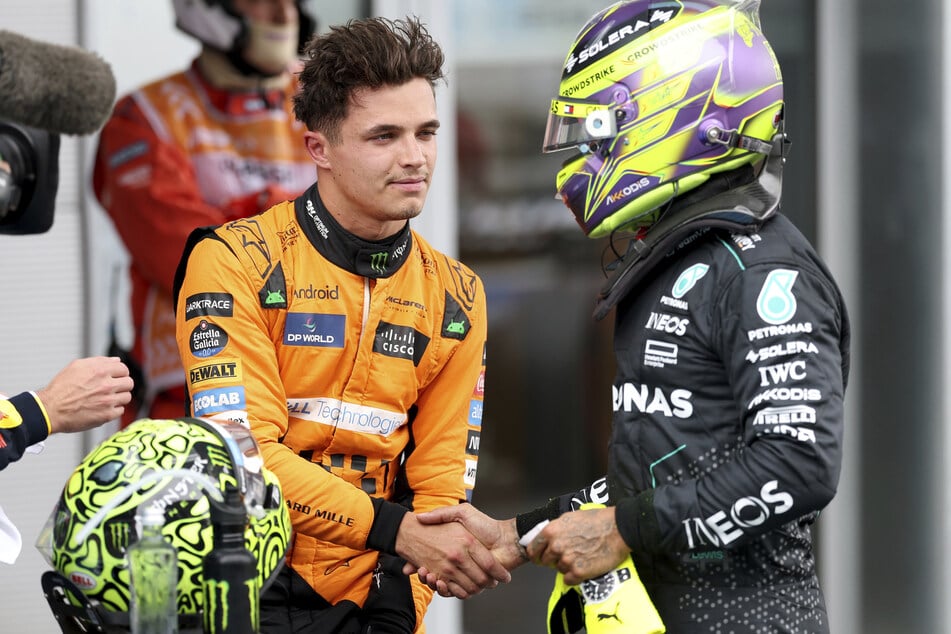 Champions unter sich: Shootingstar Lando Norris (24, l.) und Routinier Lewis Hamilton (r.).