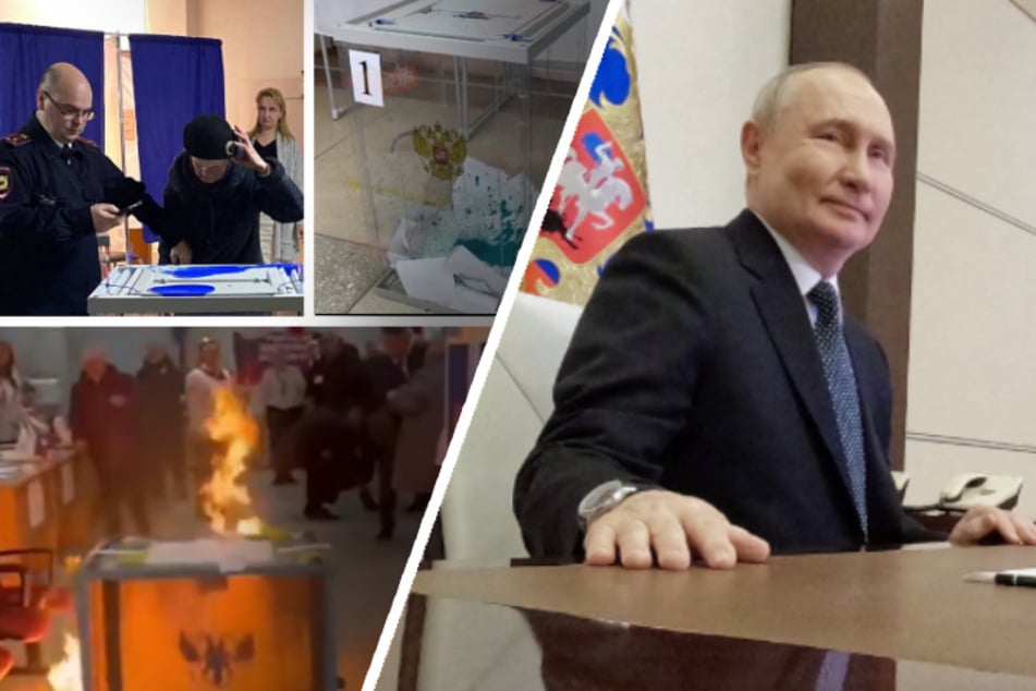 Farbwürfe, Explosionen, kreativer Protest: Zwischenfälle bei großer Putin-Wahl