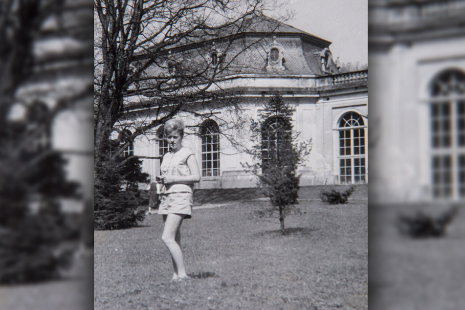 Margot Müller um 1960 vor der Orangerie in Pillnitz.