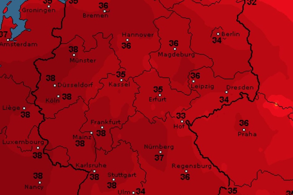 Die Prognose von WetterOnline.de fällt für Donnerstag sehr heiß aus.