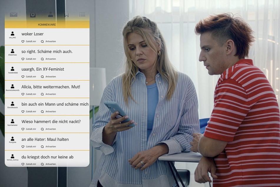 Alica schaut sich mit Moritz die Kommentare an.