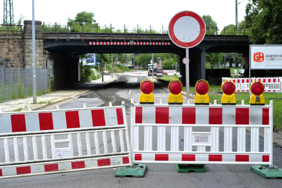 Die Augustusburger Straße ist noch bis mindestens 6. Juli 2018 stadtauswärts eine Einbahnstraße.
