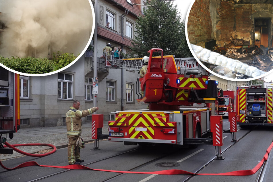 Dresden: Zwölf Verletzte nach Wohnungsbrand in Löbtau: Großaufgebot der Feuerwehr
