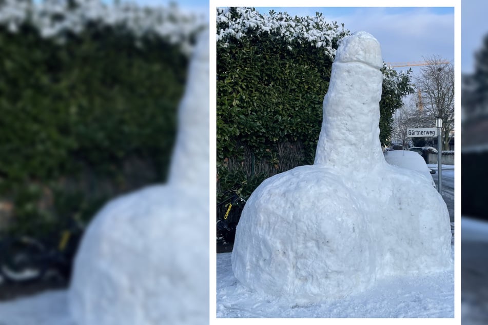 Echter Hingucker: Jugendliche bauen 3,30 Meter hohen Schnee-Penis