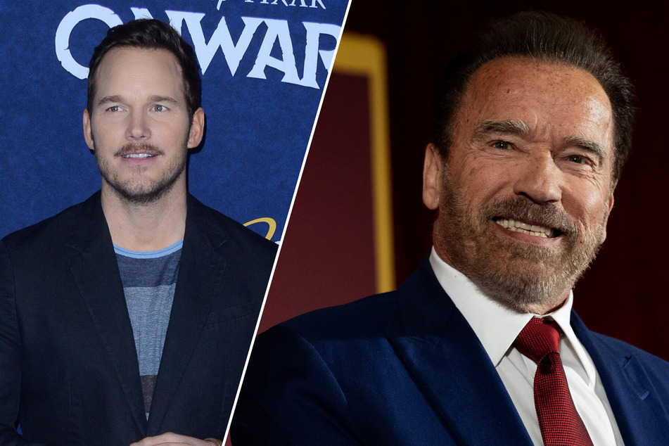 Arnold Schwarzenegger (73, r.) thinks highly of his son-in-law Chris Pratt (41).