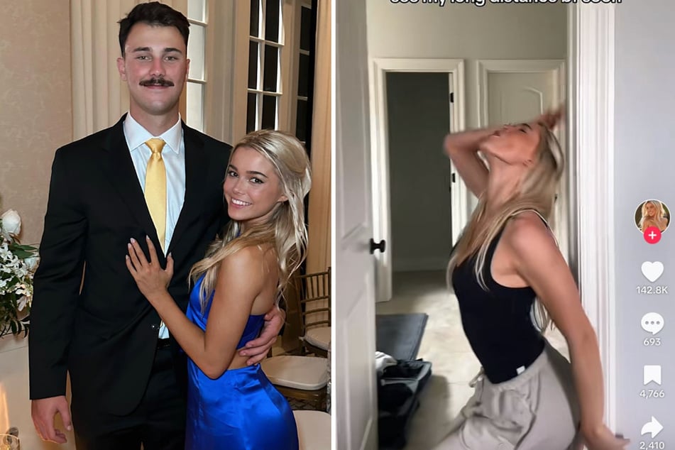 Olivia Dunne revealed she's counting down the days until she reunites with her boyfriend, Paul Skenes (l.), in a hilarious viral TikTok.