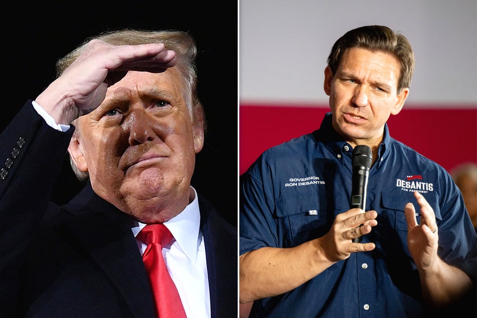 Florida Governor Ron DeSantis (r.) unveiled his immigration policies ahead of the 2024 presidential elections, taking a dig at Donald Trump in the process.