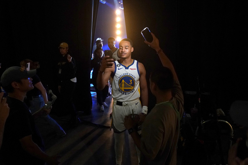 Jordan Poole during the Golden State Warriors media day.