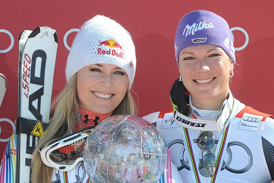 Maria Höfl-Riesch (39, r.) und Lindsey Vonn duellierten sich früher auf der Piste. (Archivfoto)