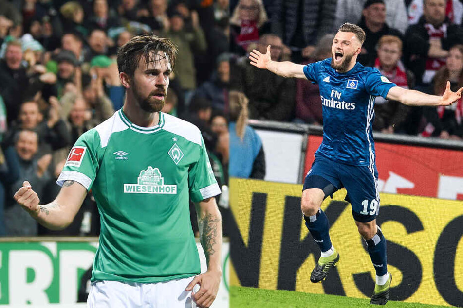 Martin Harnik (links) jubelt künftig für den HSV, Manuel Wintzheimer läuft künftig für den VfL Bochum auf.