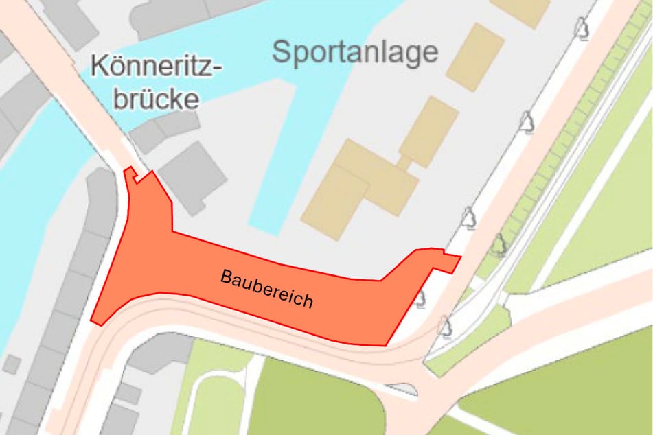 Die Baustelle zwischen Könneritzstraße und Klingerweg ist nicht groß, wird Autofahrer aber bis kommendes Jahr Nerven kosten, weil sie die Könneritzbrücke nicht nutzen können.