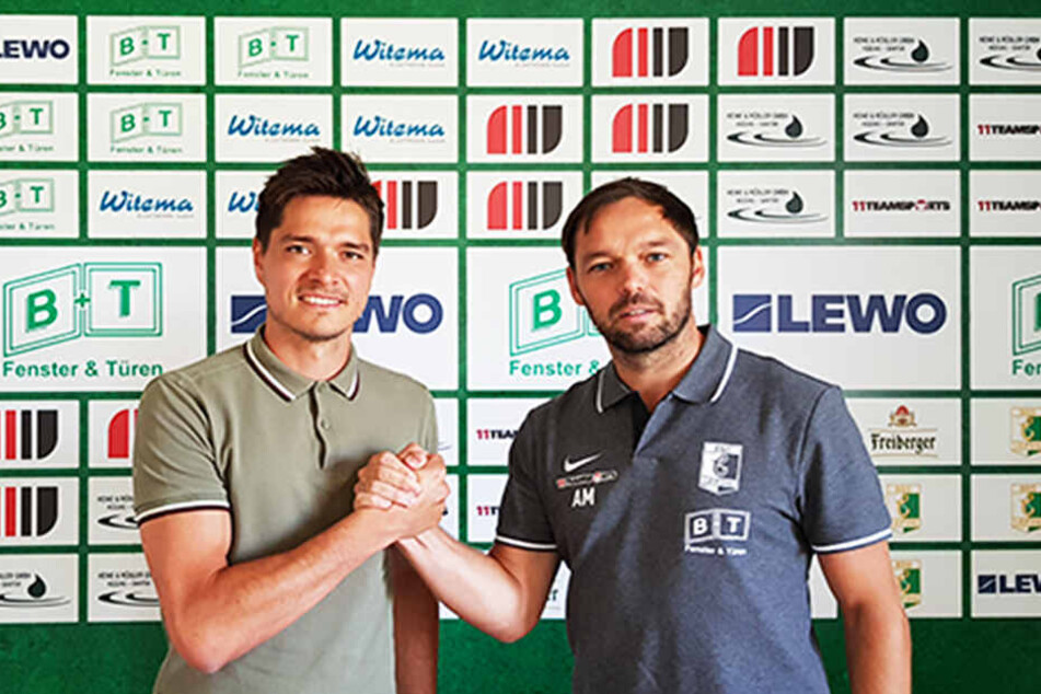 Benjamin Bellot (l.) wurde bei Chemie Leipzig überraschend als Neuzugang vorgestellt.