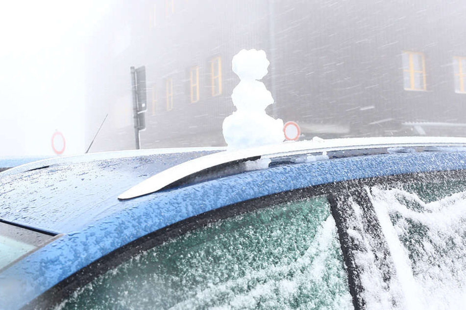 Sogar für einen Mini-Schneemann reichte der Neuschnee aus.