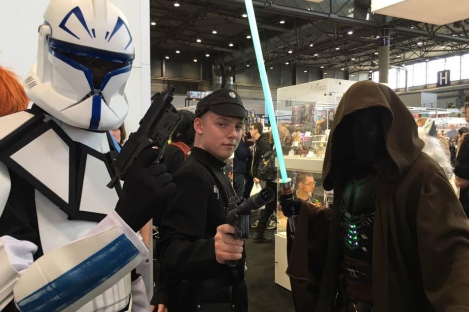 Kostümierte Buchmesse-Besucher, wie hier die drei Star-Wars-Fans, sind Carsten Otte ein Graus.