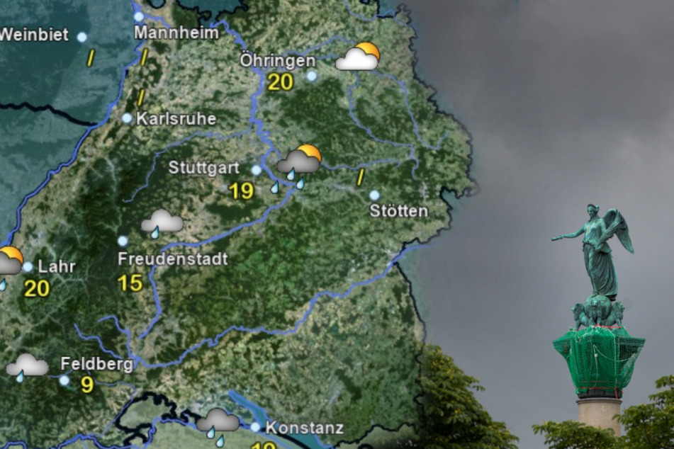 So wird das Wetter in Baden-Württemberg am Montagmittag. (Fotomontage)