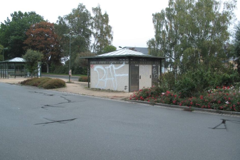Schmierereien am Unteren Bahnhof in Auerbach.