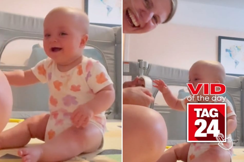 viral videos: Viral Video of the Day for September 29, 2024: Tape-ripping sound makes baby belly-laugh nonstop!