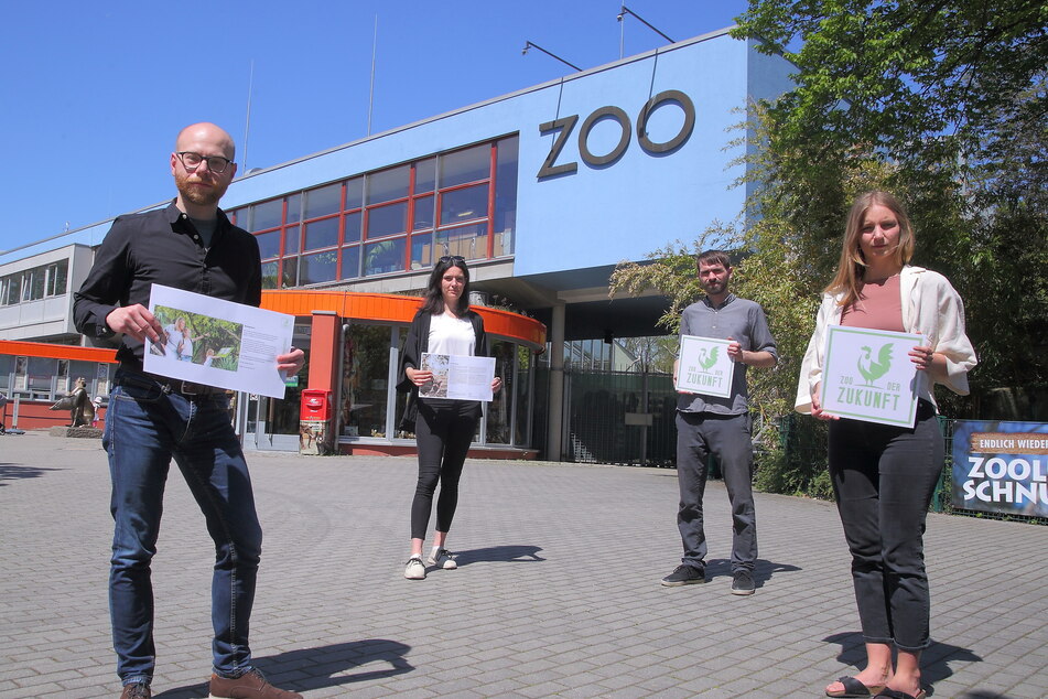 Petition für einen nachhaltigen und digitalen Zoo der Zukunft: Dietrich Kammer (37, v.l.), Margret Aurin (32), Konstantin George (33), Katharina Bachstein (32).
