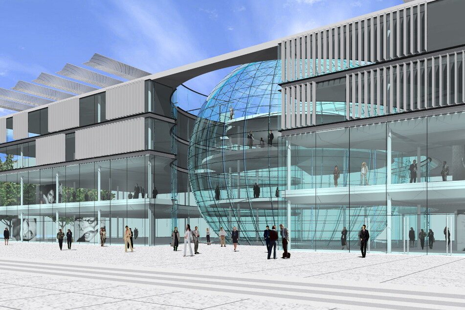 Wiener Platz, der Plan: Eigentlich sollte das neue Kugelhaus ein luftiges Wissenschaftszentrum werden.