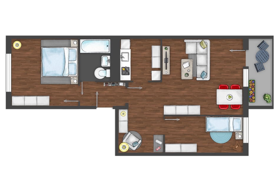 Grundriss 3-Raum-Wohnung