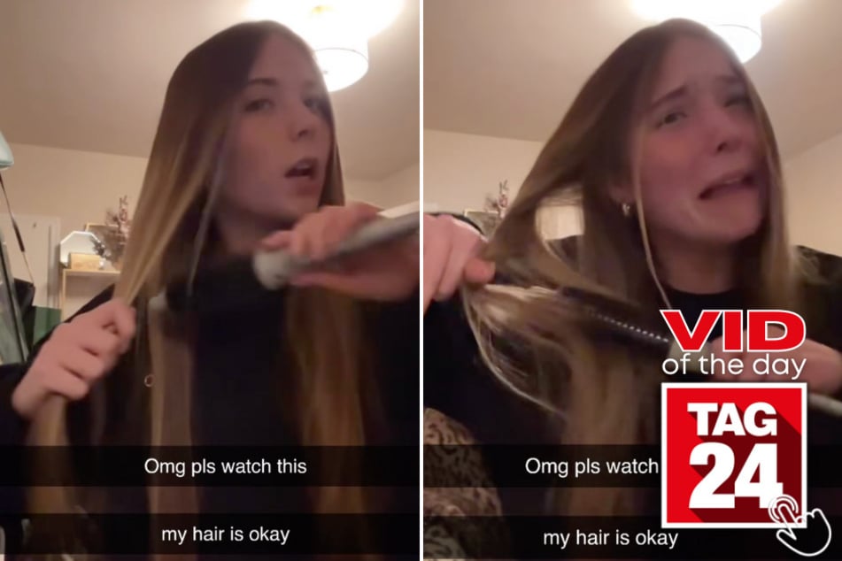 This girl nearly burned her hair off when it became stuck in a heated styling tool!