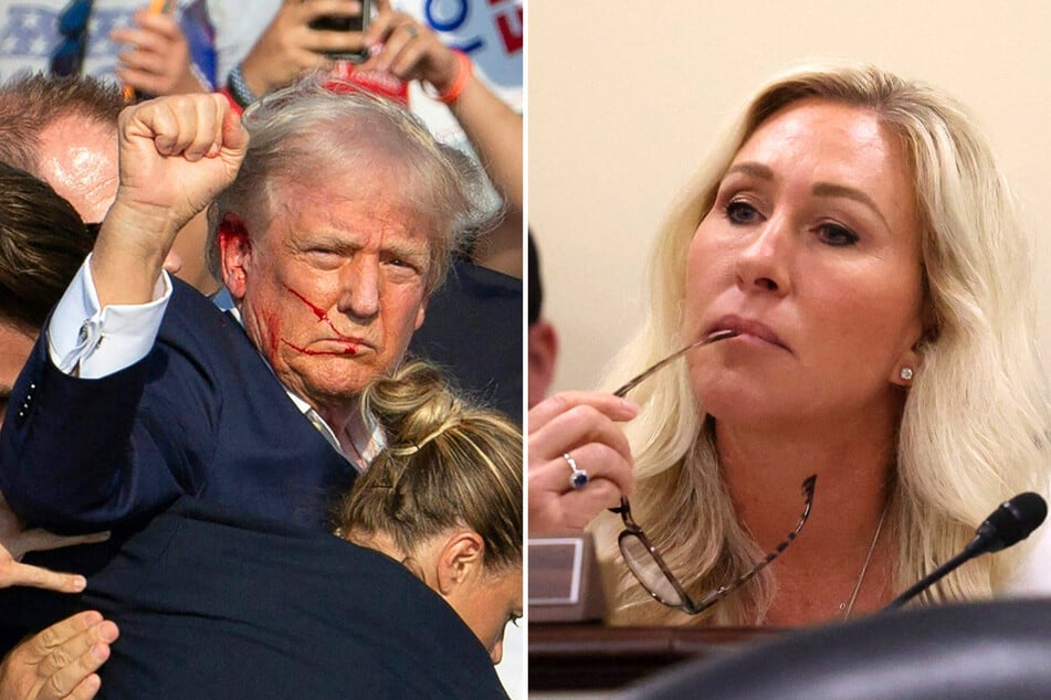 In recent social media posts, Marjorie Taylor Greene (r) and others have been calling for investigations into the assassination attempt on Donald Trump's (l) life.