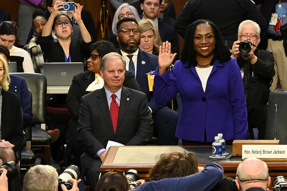 Supreme Court nominee Judge Ketanji Brown Jackson is sworn-in during her confirmation hearing before the Senate Judiciary Committee.