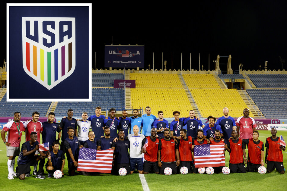 Team USA holds a welcome event with construction workers at Thani bin Jassim Stadium in Doha, Qatar.