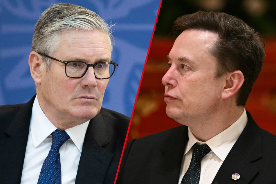 UK Prime Minister Keir Starmer (l.) called out Elon Musk (r.) for seeking to create "division" with his comments on the police handling of the murder of Henry Nowak.