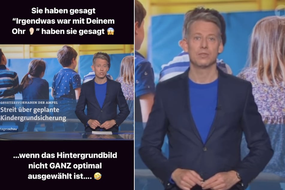Tagesschau-Moderator André Schünke (44) war mit der Auswahl des Hintergrundbildes nicht ganz glücklich.