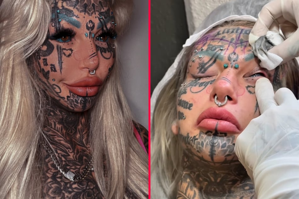 Amber Luke went temporarily blind the first time she had eye tattoos done, but that didn't stop her going back for more.