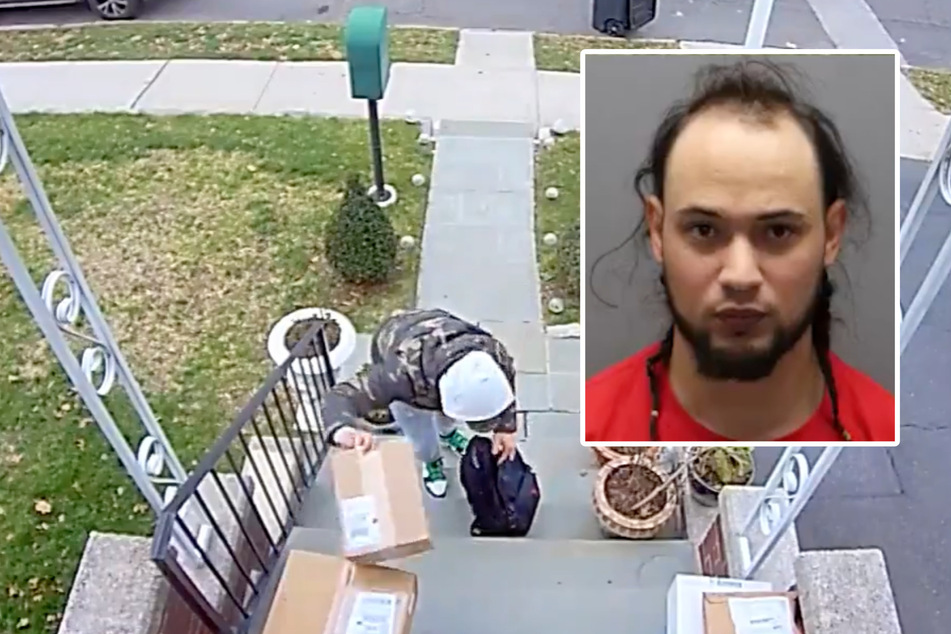 Der vermeintliche Paket-Dieb Francisco Jose Eder Mateo (27) wurde dabei gefilmt, wie er zwei auf einer Veranda abgelegte Pakete stibitzte.
