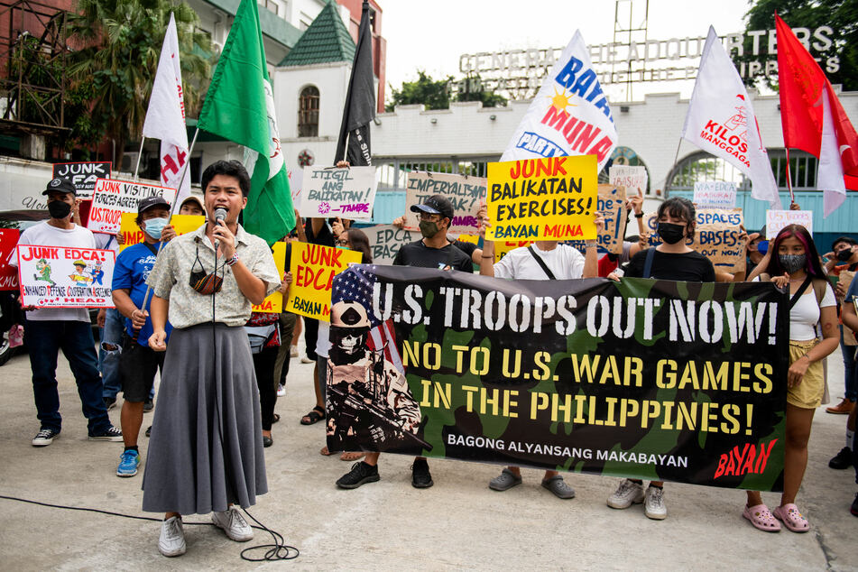 Hundreds of protesters reportedly turned out in Manila to voice their opposition to the exercises.