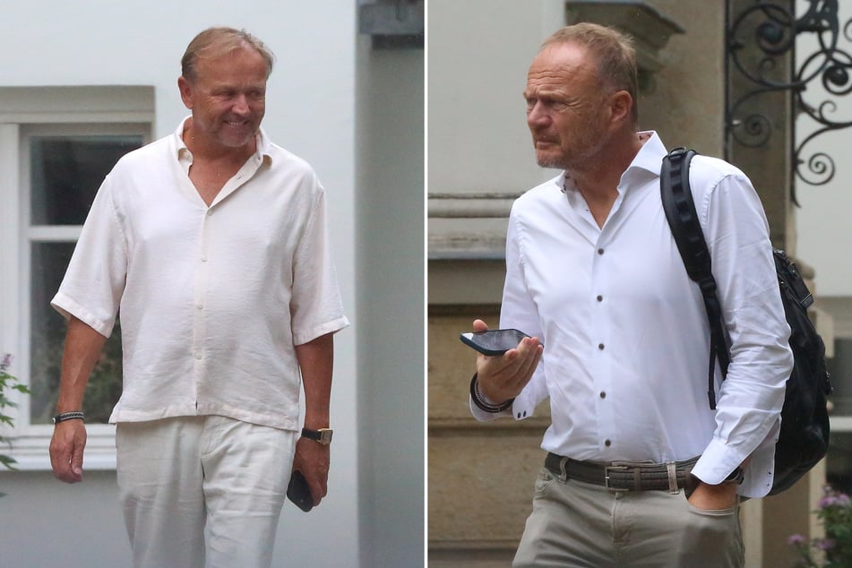 Die Investoren Thomas Bohn (58, r.) und Oliver Kreider (60) haben ihr Konzept fürs Schloss bei der Stadtverwaltung eingereicht.
