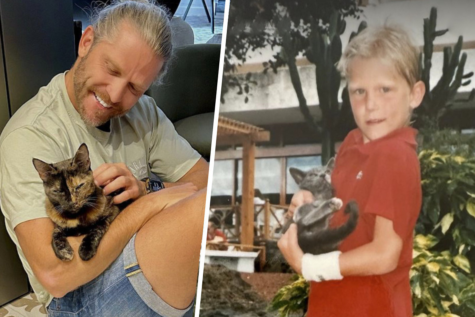 Paul Janke (42) war offenbar schon immer ein Katzen-Liebhaber: Auch als Kind hatte er schon ein Händchen für Samtpfoten.