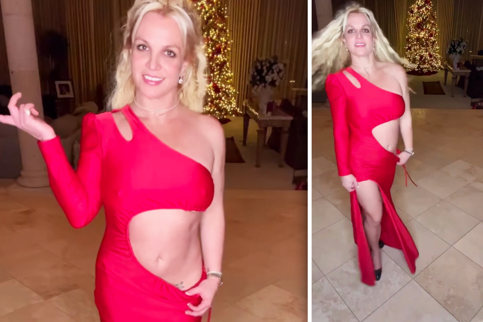Da ist wohl jemand in Feiertags-Laune: Gleich dreimal hat Britney Spears (41) den Clip von sich im roten Kleid vor einem Weihnachtsbaum auf ihrem Instagram-Profil hochgeladen.