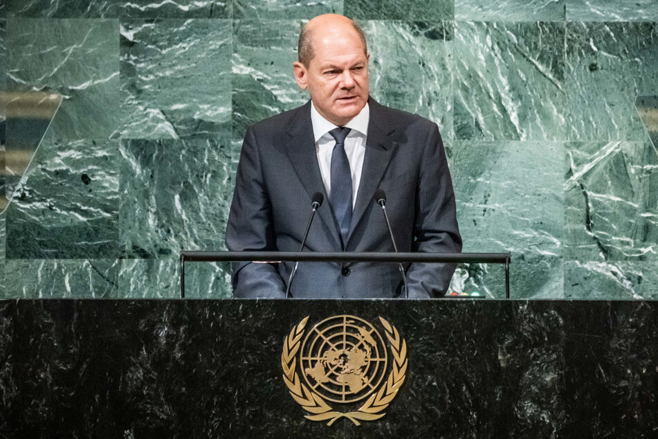 Bundeskanzler Olaf Scholz (64, SPD) hielt eine Rede bei der 77. Generalversammlung der UN.