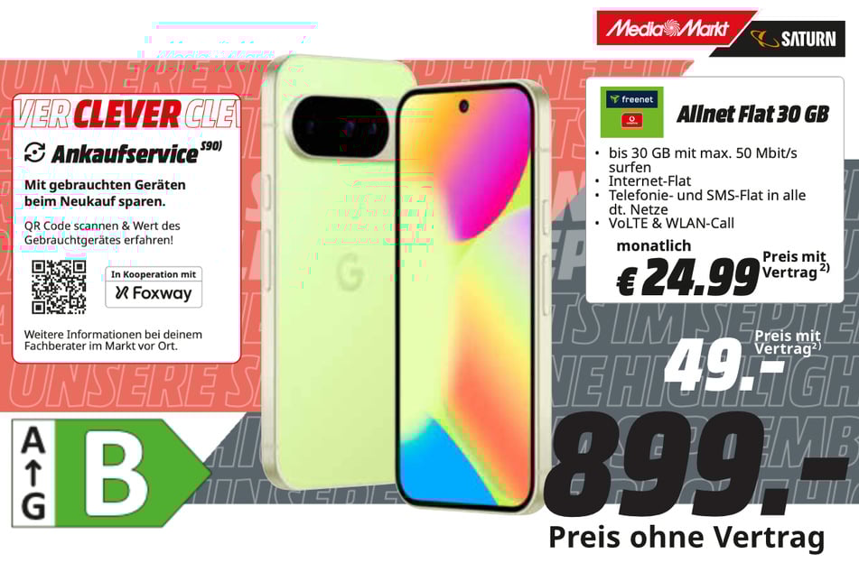 Google Pixel 10 für 899 Euro ODER 49 Euro im Vertrag.